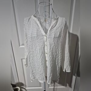 Eileen Fisher S/P  Organic Cotton Button Front Box Top